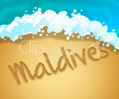 Maldives Holiday Shows Tropical Vacation 3d Illustration