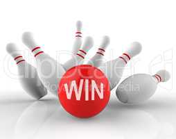Win Bowling Represents Strike Success 3d Rendering