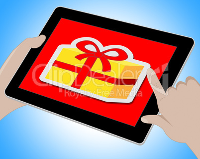 Gift Online Shows Internet Present 3d Illustration