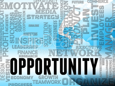 Opportunity Words Show Business Possibilities And Chances