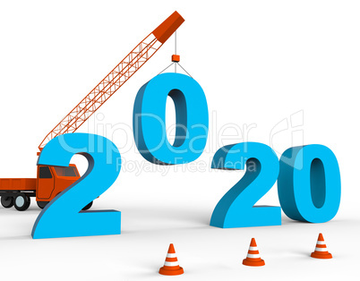Two Thousand Twenty Indicates New Year 2020 3d Rendering