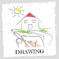 House drawing shows draft design and sketch