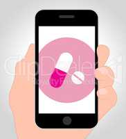 Pills Online Indicates Internet Medication 3d Illustration