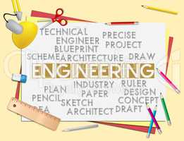 Engineering Words Indicates Mechanical Employee And Job