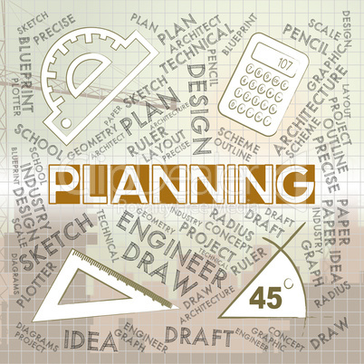 Planning Words Represents Mission Plans And Objectives