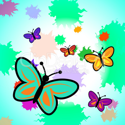 Colorful Butterflies Shows Vibrant Butterfly And Colourful