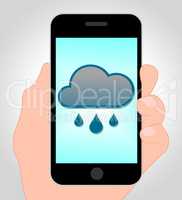 Rain Forecast Online Indicates Internet Rainfall 3d Illustration