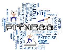 Fitness Words Represents Work Out And Exercising