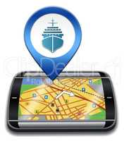 Port Location Represents Cruise Liner 3d Illustration