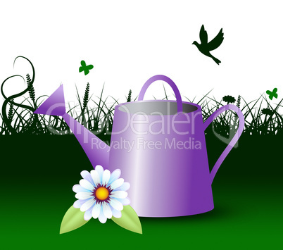 Watering Can Represents Horticulture Outdoors 3d Illustration