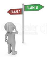 Plan A B Shows Strategic Planning 3d Rendering