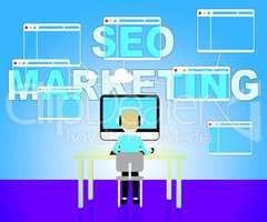 Seo Marketing Shows Search Engines 3d Illustration