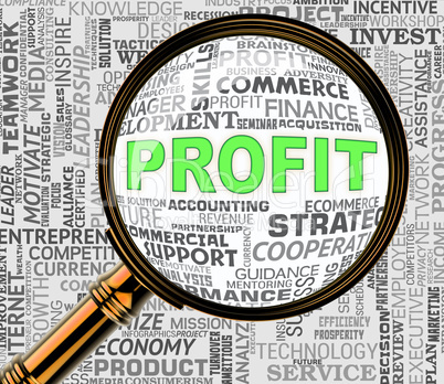 Profit Magnifier Shows Revenue Growth 3d Rendering