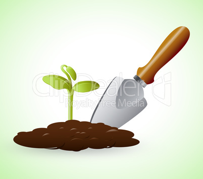Gardening Trowel Represents Grow Flowers 3d Illustration