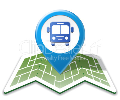 Bus Map Shows Public Transport 3d Illustration