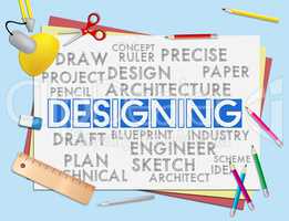 Designing Words Shows Concept Designed And Creativity