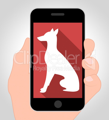 Dogs Online Means Canine Phone 3d Illustration