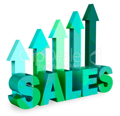 Sales Arrows Indicates Market Commerce 3d Rendering