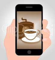 Coffee Online Means Internet Cafe 3d Illustration