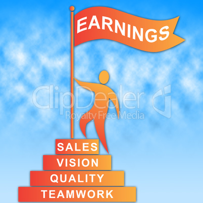 Earnings Flag Represents Earns Revenue And Profit