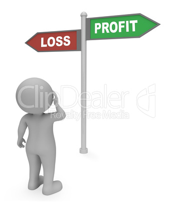 Loss Profit Sign Shows Earn Profit 3d Rendering