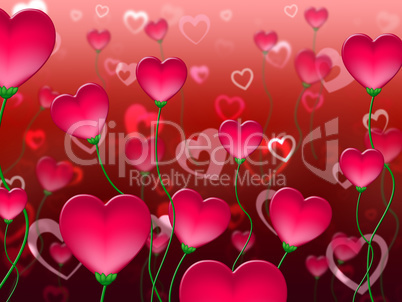 Red Hearts Background Shows Abstract Heart Romance