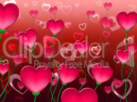 Red Hearts Background Shows Abstract Heart Romance