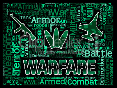Warfare Words Indicates Military Action And Hostilities