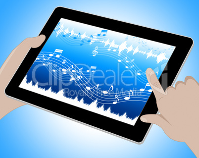 Music Indicates Soundtracks On Tablet 3d Illustration
