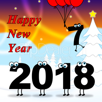 Twenty Eighteen Indicates 2018 New Year 3d Illustration