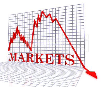 Markets Graph Negative Indicates Investments Down 3d Rendering
