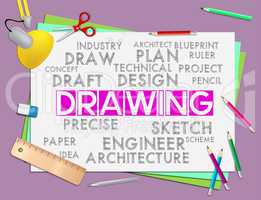 Drawing words shows creative designer who draws