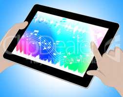 Music Indicates Online Soundtracks Tablet 3d Illustration
