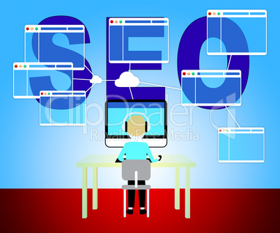 Seo Marketing Shows Search Engine 3d Illustration