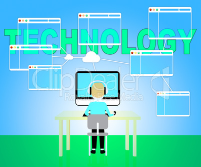 Technology Computer Represents High Tech 3d Illustration
