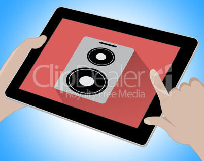 Music On Tablet Indicates Songs 3d Illustration