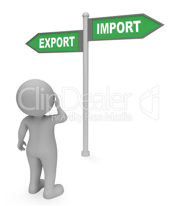 Export Import Sign Shows Trading Abroad 3d Rendering