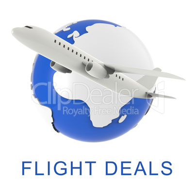 Flight Deals Represents Airplane Sale 3d Rendering