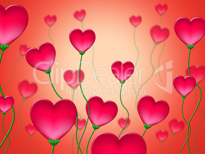 Red Hearts Background Shows Abstract Heart Shapes