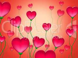 Red Hearts Background Shows Abstract Heart Shapes