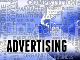 Advertising Word Shows Promote Advertisments And Ads