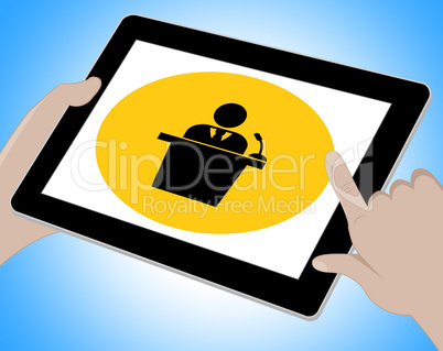 Seminar Tablet Indicates Forum Online 3d Illustration