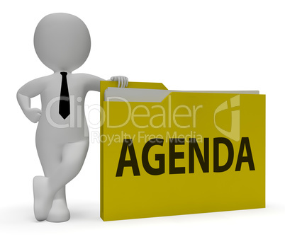 Agenda Folder Represents Binder Schedule 3d Rendering