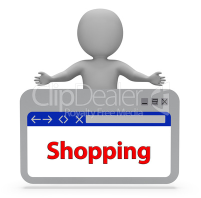 Shopping Webpage Shows Retail Sales 3d Rendering