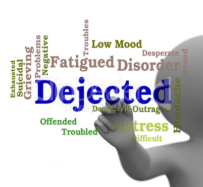 Dejected Word Represents Desolate Downhearted 3d Rendering