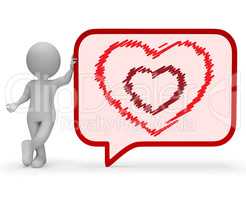 Heart Speech Bubble Represents Valentine Day 3d Rendering