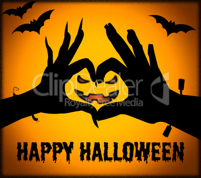 Happy Halloween Shows Trick Or Treat And Autumn