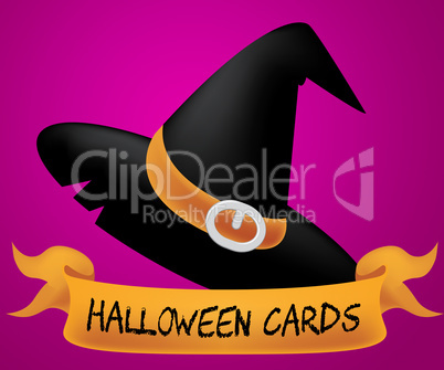 Halloween Cards Indicates Trick Or Treat And Celebration