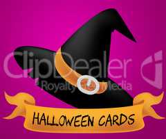 Halloween Cards Indicates Trick Or Treat And Celebration