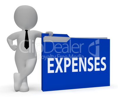 Expenses Folder Shows Document Financial 3d Rendering